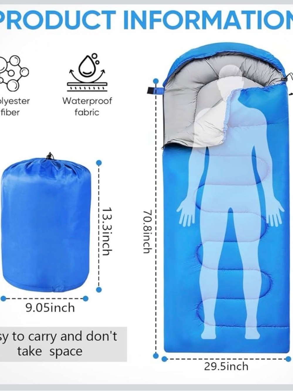 Camping sleeping bags, 3 pack - Picture 2 of 10